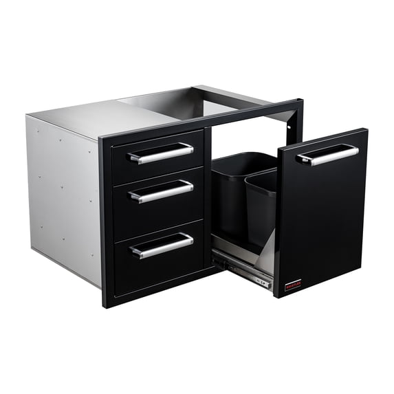 Whistler Outdoor Kitchen Triple Drawers and Trash Can Drawer Combo(Black)