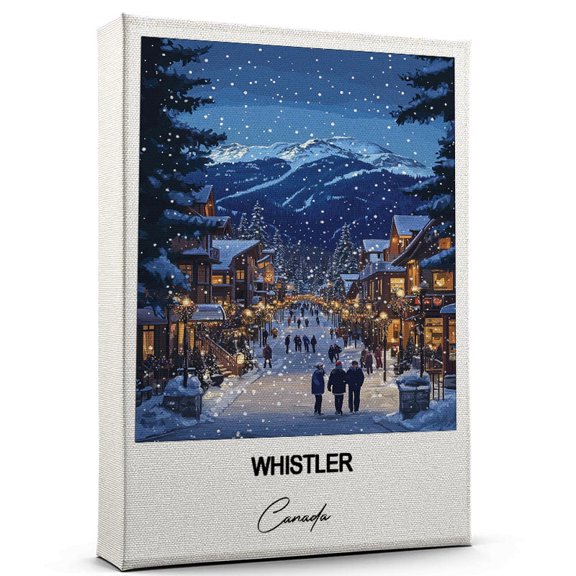 Whistler Travel Scenic Canvas Wall Art -Canada Canvas Nature-Inspired Print for Bedroom, Living Room, or Office Travel Gift