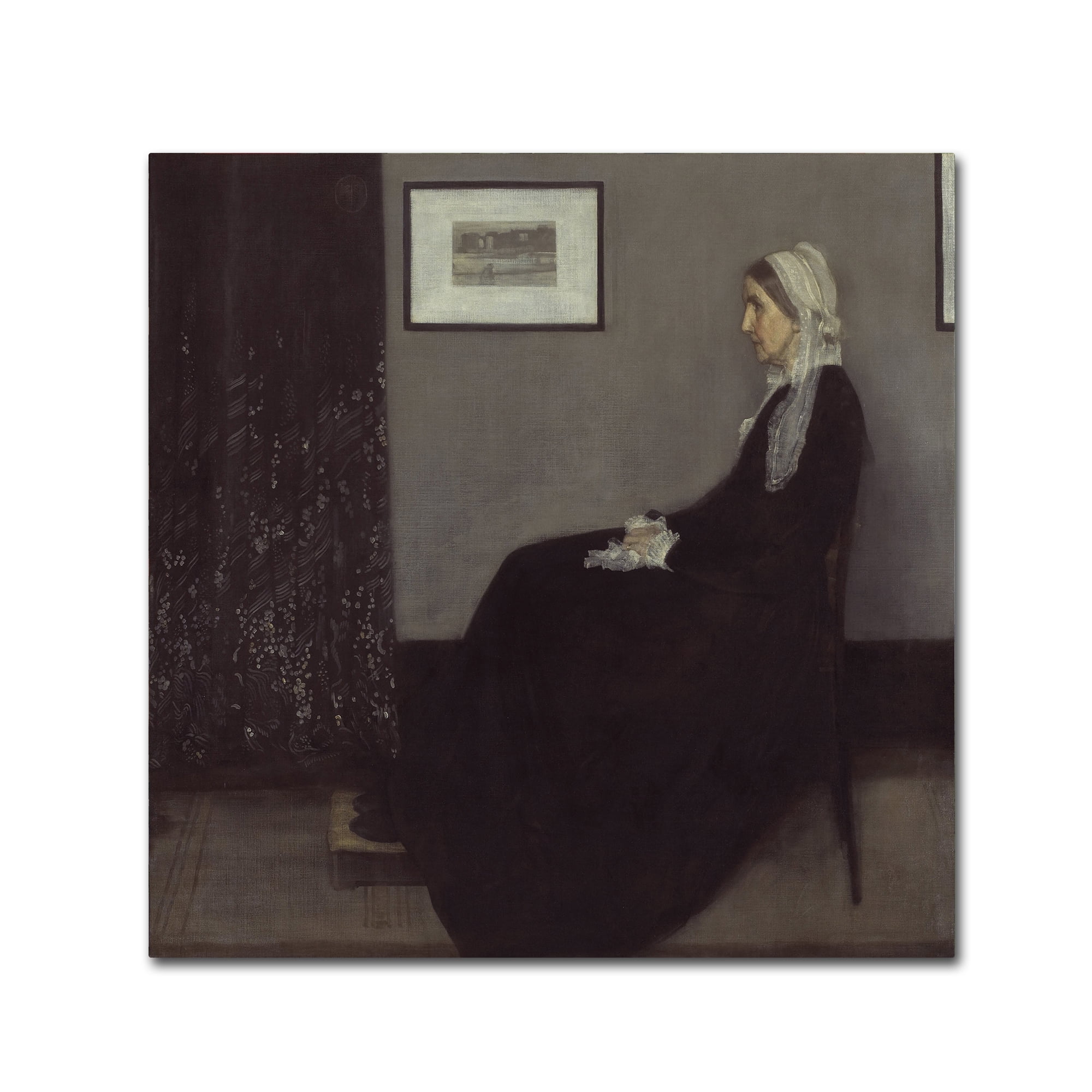 Whistler's Mother Black Dress Canvas Art with Hidden Wooden Frame