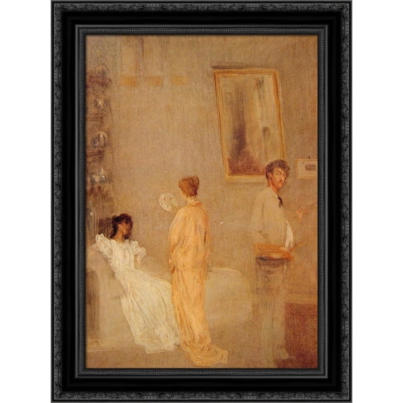 Whistler in his Studio 20x24 Black Ornate Wood Framed Canvas Art by Whistler, James Abbott McNeill
