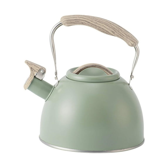 Whistling Kettle Sounding Kettle with Wooden Handle 3L Large Capacity Picnic Tea Pot Gifts for , Light Green