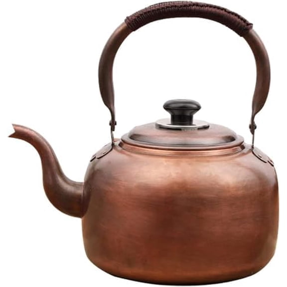 Whistling Kettle Teapot, Premium Copper Tea Kettle for Stove Top, Rustic Tea Pot with Ergonomic Handle, Work for All Stovetops, Brown(3.2 QT)$$Home Decor, Kitchen, & Other