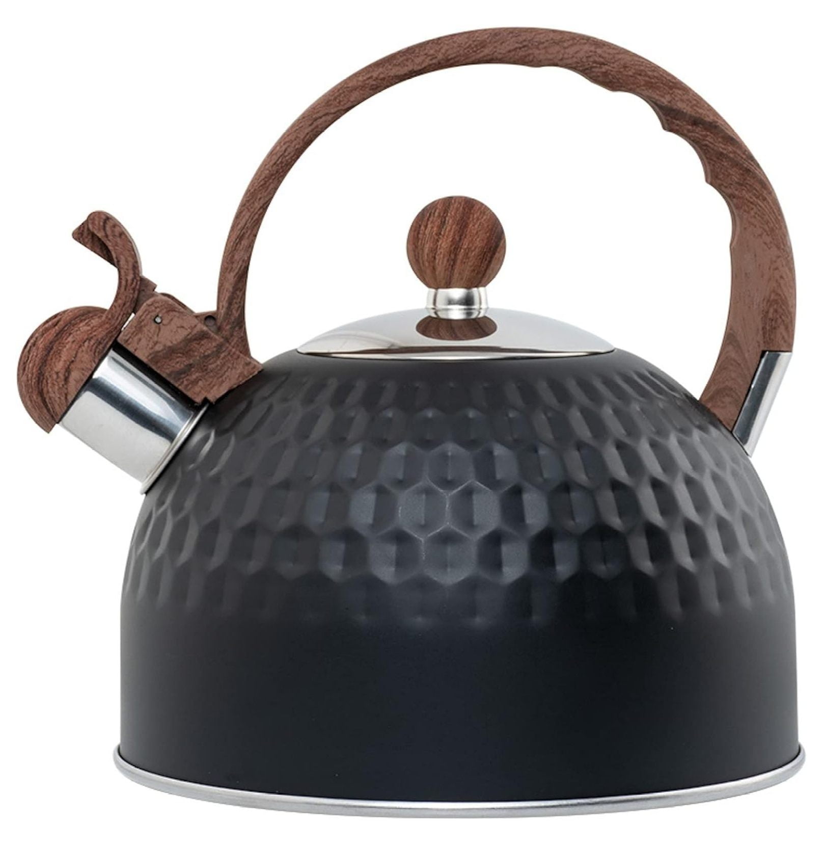Whistling Stainless Steel Tea Kettle with Wood Grain Anti Heat Handle,2