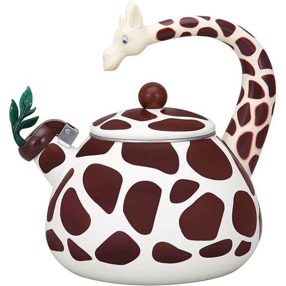 Whistling Tea Kettle for Stove Top Enamel on Steel Teakettle Supreme Housewares Giraffe Design Teapot Water Kettle Cute Kitchen Accessories Teteras 2.1 Quart Giraffe