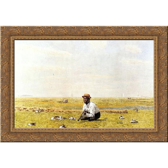 Whistling for Plover 24x18 Gold Ornate Wood Framed Canvas Art by Thomas Eakins