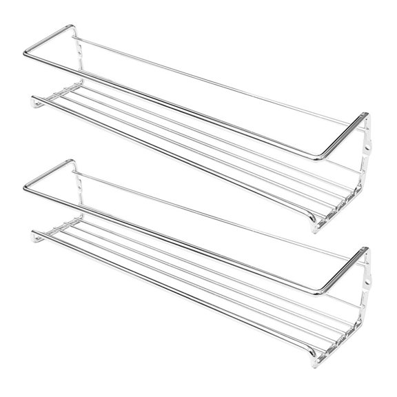 Soimiss  Wall Mount Spice Organizer Carbon Steel Plated Silver for Kitchen 2Pcs