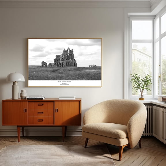 Whitby Abbey Black White Photography Poster Unframed Paper Print