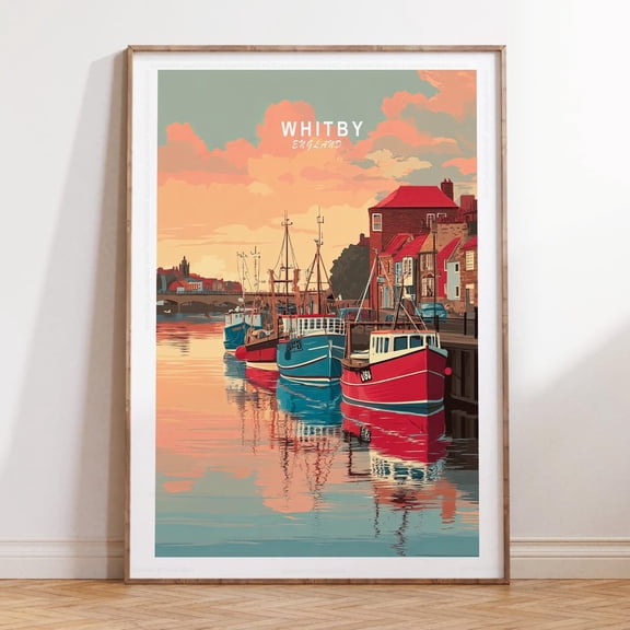 Whitby England Historic Seaside Town Print, Unframed Paper Print Size 8x12