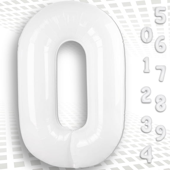 White 0 Number Balloon 16 inch - Air Fill Only Metallic Mylar Foil Balloons Number 0 Milky White for Birthday Party, Anniversary, Graduation Decor