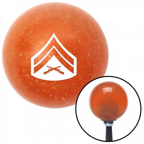 White 03 Corporal Orange Metal Flake Shift Knob with M16 x 1.5 Insert Shifter Auto Brody