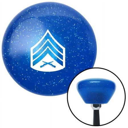 White 04 Sergeant Blue Retro Metal Flake Shift Knob with M16 x 1.5 Insert Shifter