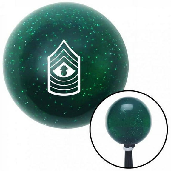 White 09 Master Gunnery Sergeant Green Metal Flake Shift Knob with M16 x 1.5 Insert Brody