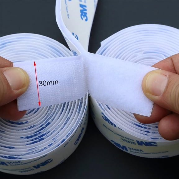 White 1.2-Inch Heavy Duty Sticky Back Tape 3FT Strong Hook and Loop for Home DIY & Wall Decor