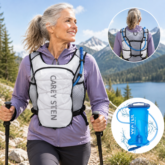 White 1.5L Hydration Pack Running Vest for Outdoor Activities