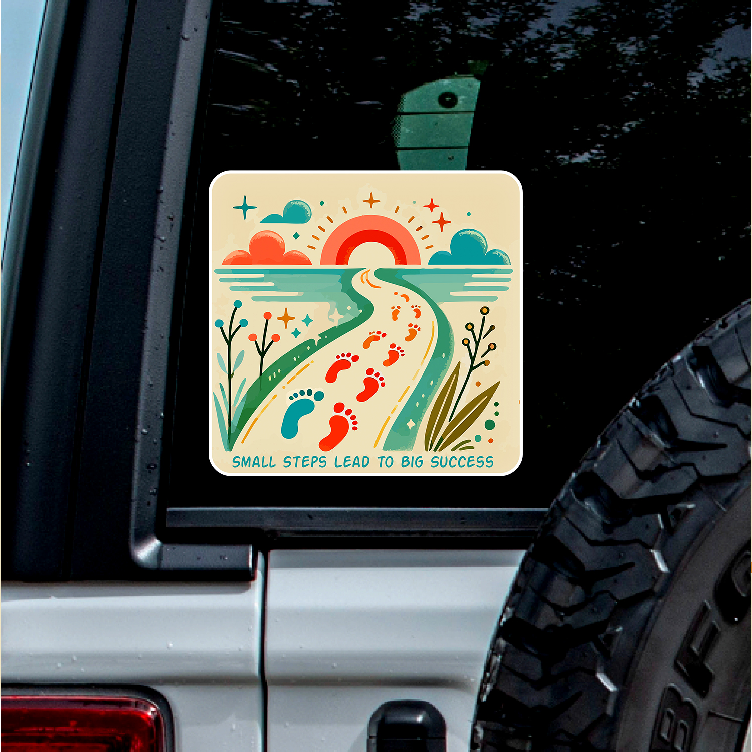 Step One Sticker (White, 1.9'' X 1.8'') Sticker Of Small Steps Lead To Big Success For ...