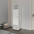 thumbnail image 1 of White 1-Door Wardrobe with Mirror and Open Storage, 1 of 5