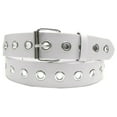 thumbnail image 1 of White 1 Hole Row Silver Grommets Bonded Leather Belt Removable Buckle, 1 of 2