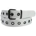 thumbnail image 1 of White 1 Holes Row Metal Grommet Stitched Canvas Fabric Military Web Belt, 1 of 1