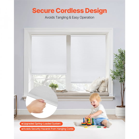 White 1 Inch Light Filtering Cordless Cellular Shades Blackout Privacy Thermal Insulation Noise Reduction Blinds For Home Office