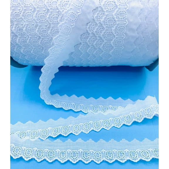 White 1" Oval Eyelet Edge