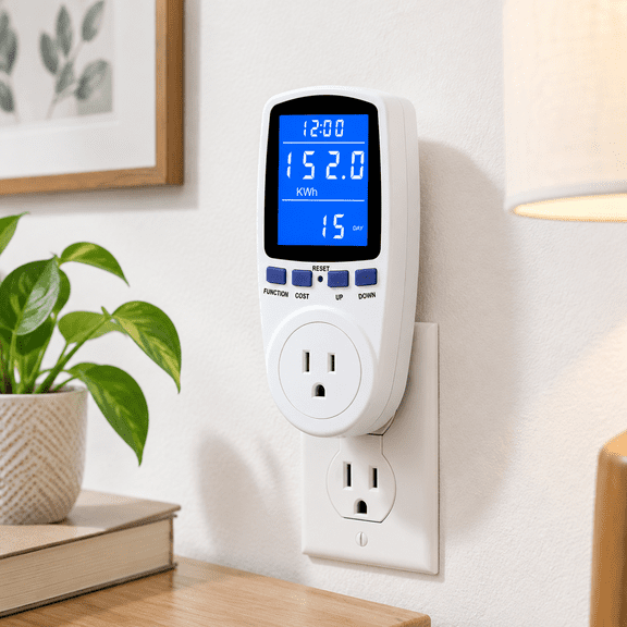 White 1 Pack Upgraded Watt Power Meter Plug Home Electrical Energy Consumption Monitor