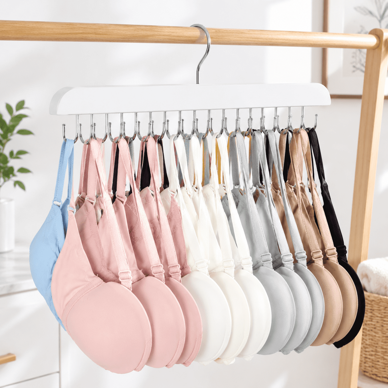 White 1 Pack Wood Space Saving Foldable Closet Hangers for Bras Tank ...