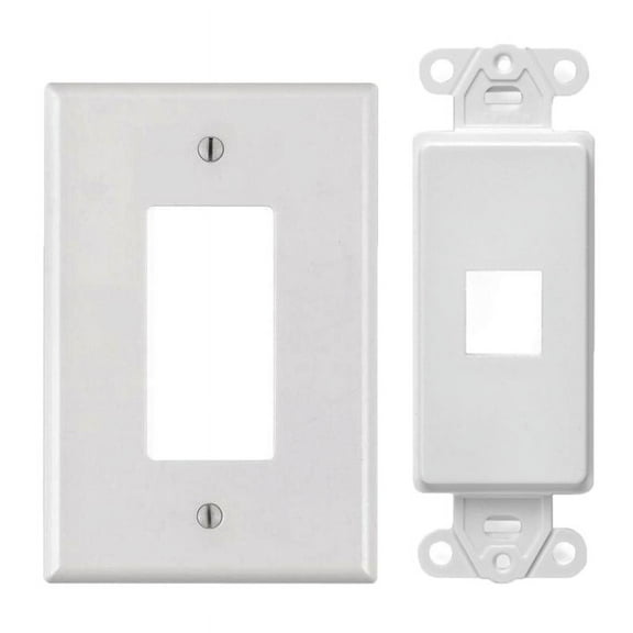 White 1 Port Decora Keystone Snap-in Jack Modular Wall Insert Cover Plate (1/pk)