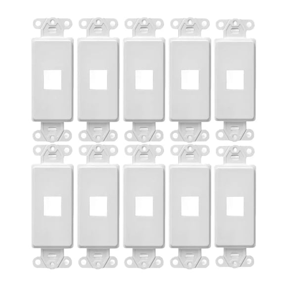 White 1-Port Keystone Jack Wall Plate Insert HDMI RJ45 Cat 6, Ethernet, RG6 Coax, Banana Plug (10 Pack)