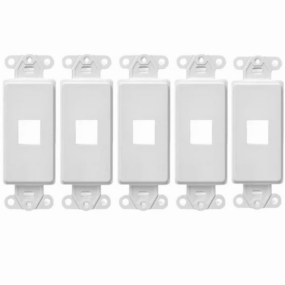 White 1-Port Keystone Jack Wall Plate Insert HDMI RJ45 Cat 6, Ethernet, RG6 Coax, Banana Plug (5 Pack)