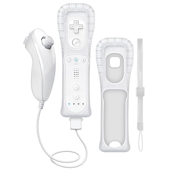 (White*1) Remote Controller with Motion Plus for Wii/WII U,2 in 1 Remote with Nunchuck Controller for Wii/WII U Console [nintendo_wii_u]