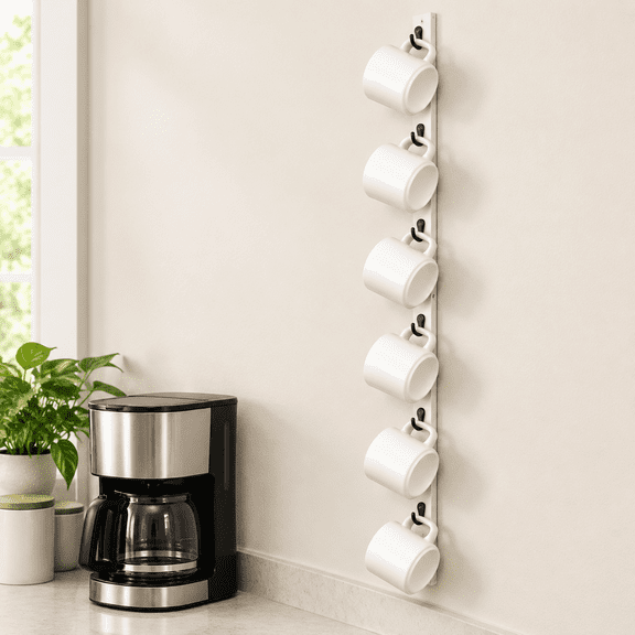 White 1 Wall-Mounted Narrow Space Coffee Mug Rack Storage Holder