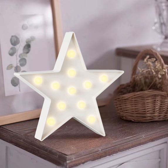 White 10.6-Inch Star-Shaped LED Table Lamp, Battery-Powered Acrylic Decorative Light for Independence Day, 4th of July Parties & Wedding Decor