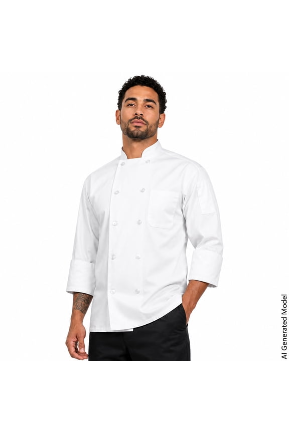 White 10 Button Chef Coat (Size: L)