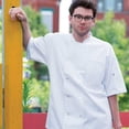 thumbnail image 1 of White 10 Button Short Sleeve Poplin Chef Coat (Size: S), 1 of 2