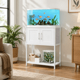 thumbnail image 1 of White 10 Gallon Metal Frame Aquarium Stand with Storage Cabinet and Open Shelf, 1 of 8