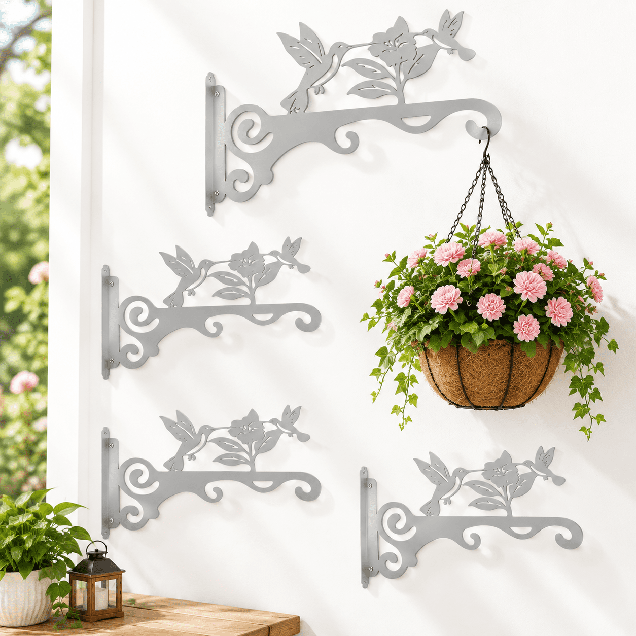 White Electronic Pattern White 10 Inch 4 Pack Metal Bird Pattern Wall Hooks For Indoor Outdoor ...