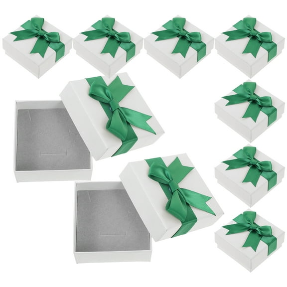 White 10 Pcs Gift Boxes Jewelry Present Packaging Case Bracelet Sponge Miss