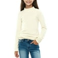 thumbnail image 1 of White 100% Cotton Girls' Long Sleeve Mock Neck Slim Fit Shirt, Breathable Skin-Friendly Everyday Top for Kids Girls Age 4-12,Size 7-8T, 1 of 4