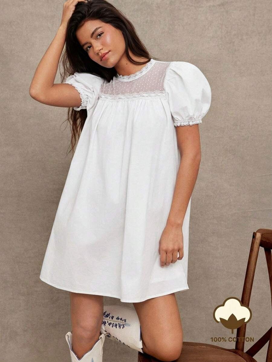 babydoll dress cotton on White Cotton On mini babydoll dress with tie waist