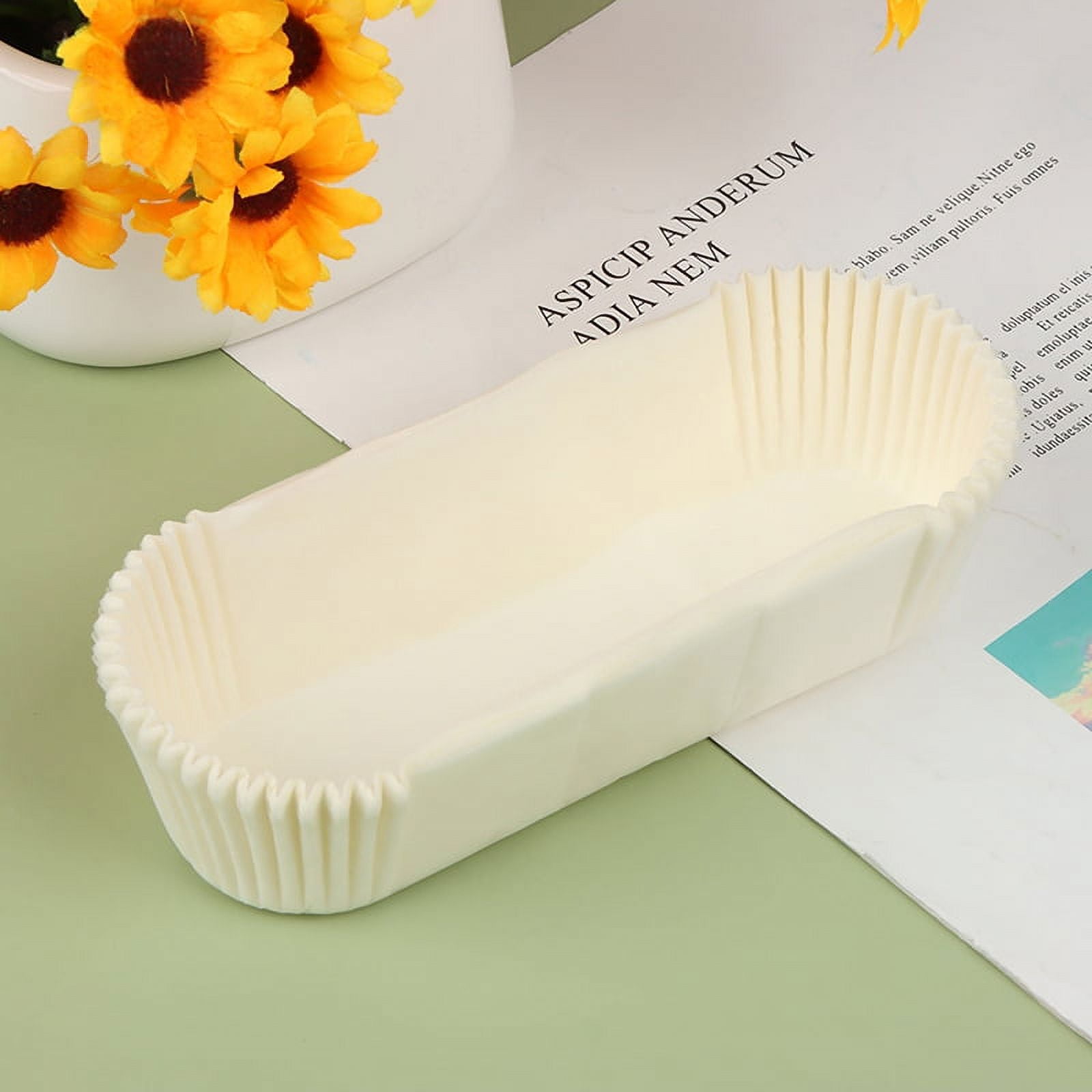 (White) 100 PCS Loaf Bread Baking Liners Paper Loaf Pan Liners