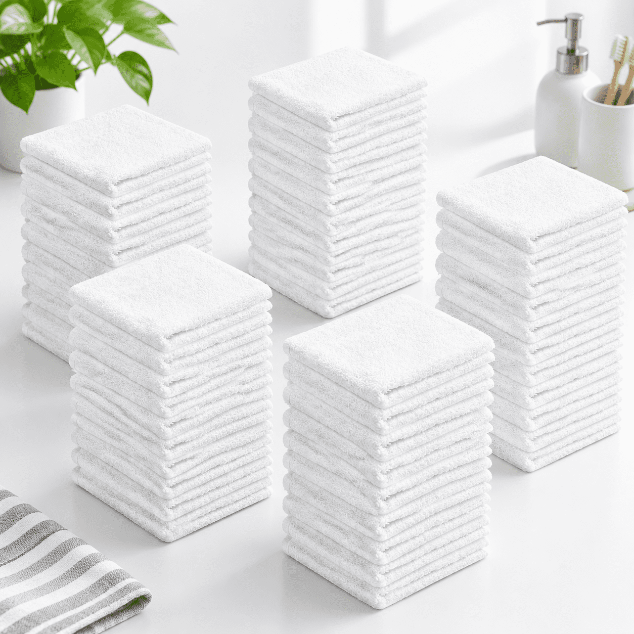 White 100 Pack Cotton Terry Cleaning Cloths, 12 x 12 Inches, High ...