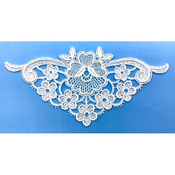 White 100% Rayon Venice Applique (6" Across X 2-3/4" High) - 4 Pieces