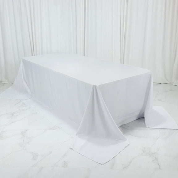 White 108 x 156 inch Extra Wide Polyester King Rectangular Tablecloth Party Linens