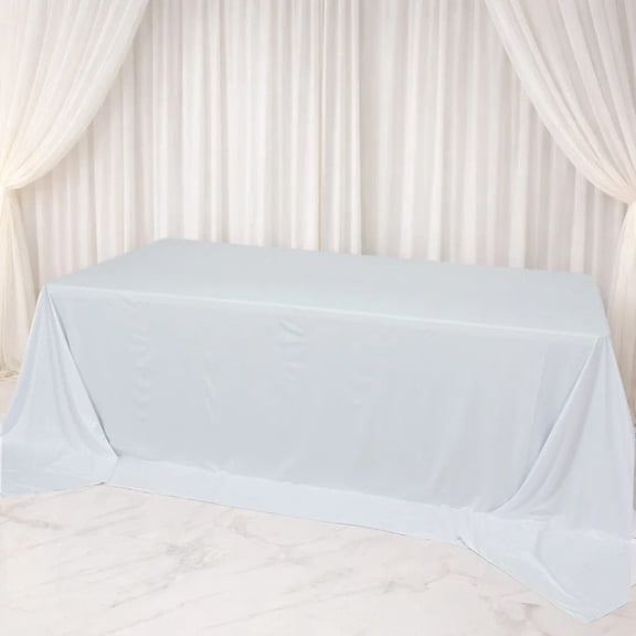 White 108 x 156 inch Extra Wide Scuba Polyester King Rectangular Tablecloth Party Linens