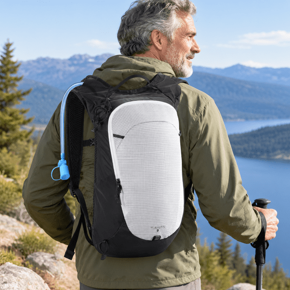White 10L Hydration Pack with 2L Water Bladder for Outdoor Hiking