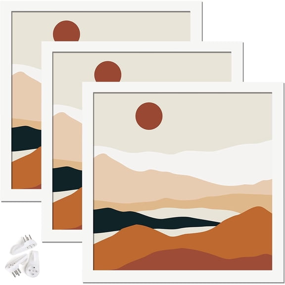 White 10x10 Picture Frame Set of 3, High Transparent Frame for 10 By 10 Square Photo Collage Canvas Poster Size Wall Mount and Tabletop Horizontally Vertically (White, 10 x 10 inches)