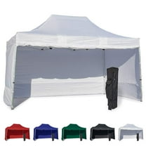 White 10x15 Instant Canopy Tent and 4 Side Walls - Commercial Grade Steel Frame with Water-Resistant Canopy Top and Sidewalls - Bonus Canopy Bag and Stake Kit Included (5 Color Options)