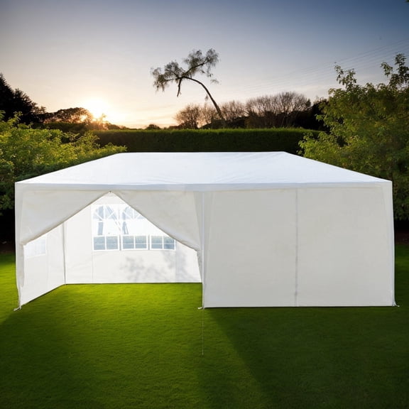 White 10x20ft Party Tent with 6 Removable Sidewalls, Waterproof Wedding Gazebo