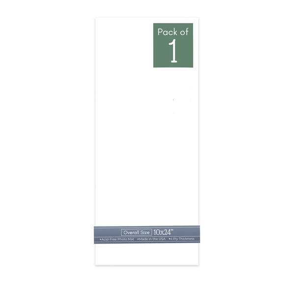 White 10x24 Uncut Art Mat Board - No Opening - 1 Mat
