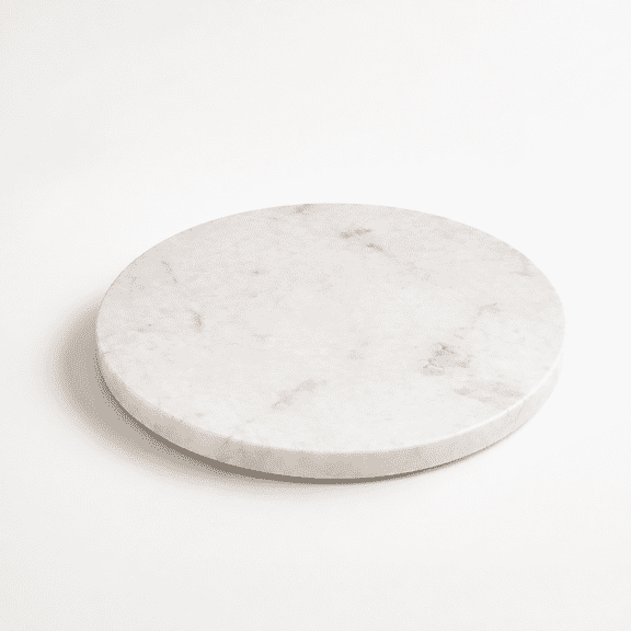 White 11"L x 11"W Solid Marble Round Kitchen Cheese and Charcuterie Board